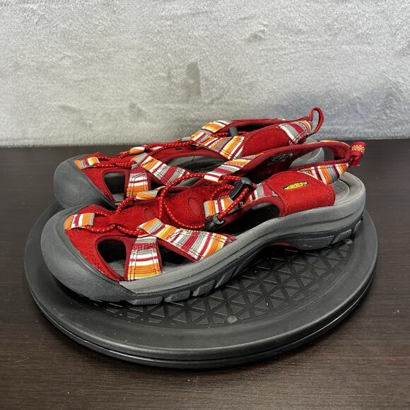 Keen Venice H2 Women's Size 6 Red/Orange Stripes Waterproof Hiking Sandals Good - Picture 3 of 11